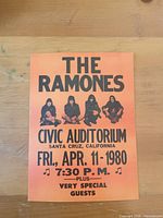Front of orange Ramones concert postcard