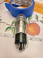 Full view of Zenith 6K7G tube with ruler for scale