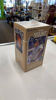 Front of boxed Robin Yount bobblehead showing Brewers logo and player image