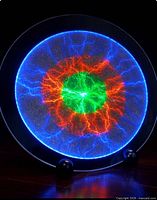 Front view of multicolor plasma disc on stand