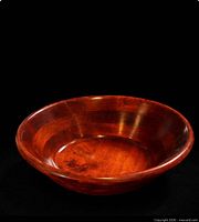 Top view of hardwood bowl showing grain and finish