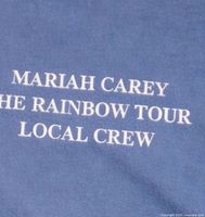 Close-up of chest print reading Mariah Carey The Rainbow Tour Local Crew