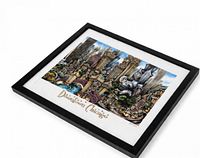 Angle view of framed signed Downtown Chicago print