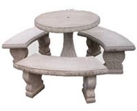 Table with three curved benches placed together