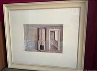 Front view of framed print with mat and frame visible
