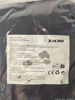 Close-up of manufacturer label with model ANZAC001 and specifications