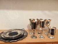 Entire lot showing six cups and stacked trays