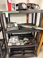 Full view of shelving units with measurement label visible