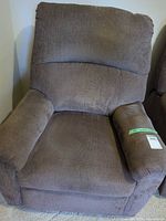 Front view of brown microfiber recliner chair