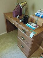 Desk overall with pedestal drawers visible