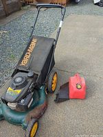 Full mower with bag, chute and gas can