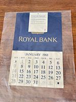 Front view showing blue Royal Bank cover and January 1968 page