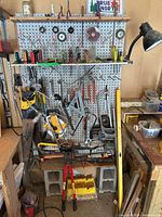 Full view of pegboard with majority of tools visible