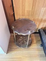 Full view of two-tier side table showing top and lower shelf