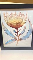 Front view of the framed stylized flower art print showing colors and frame