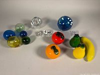All twelve glass pieces grouped together