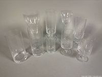 All nine Rosenthal Romance glasses front and back