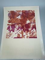 Full view of unframed abstract serigraph on cream paper