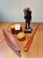 Group view of all five wooden items