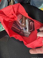 Open view of bag showing stacked CDs