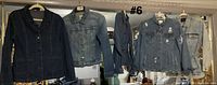 All five denim jackets hanging for full view