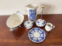 Group shot showing all six porcelain pieces