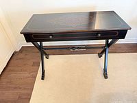 Full view of accent table front and legs