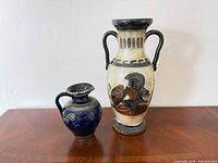 Both vases front view on table