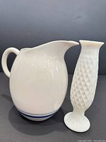 Side view of pitcher and bud vase together