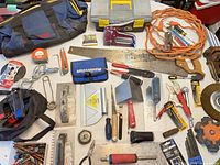 Overall view of all tools spread on table