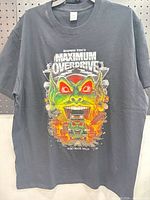 Full view of front of black Maximum Overdrive T-shirt