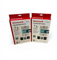Front view of two sealed Honeywell filter boxes