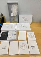 Overview of all wedding items on table