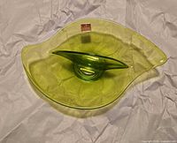 Top view showing full leaf shape, colour and label