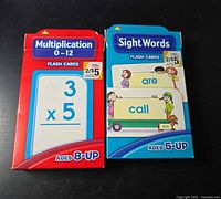 Front of two School Zone flash-card boxes