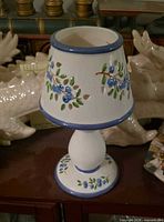 assembled lamp showing floral design and proportions