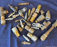 overview of all pneumatic fittings on blue background