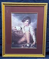 Full view of framed print showing subject and rabbit