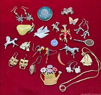 All pieces grouped on red background