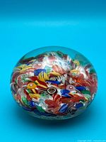 Oblique view showing dome shape and millefiori pattern