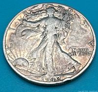 Obverse of 1942 Walking Liberty half dollar