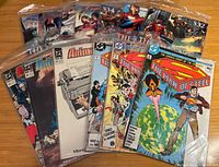 Spread of all comics showing Marvel and DC titles
