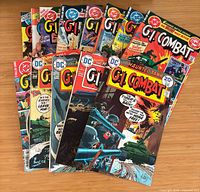 Front covers of 12 DC G.I. Combat comics fanned out
