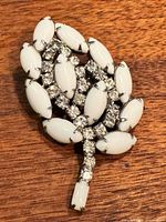 Front view showing milk glass stones and rhinestones layout