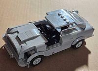 Front three-quarter view of partially assembled LEGO Aston Martin DB5