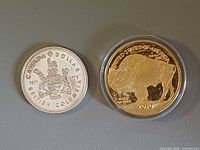 Obverse Canadian dollar and reverse Buffalo copy coin