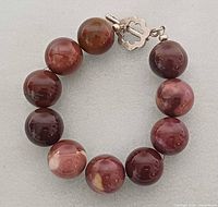 Top view of bracelet showing all beads and clasp