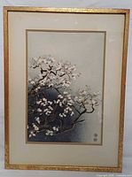 Full view of framed woodblock print