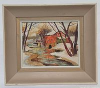 Framed oil painting front view