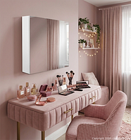 cabinet mounted above vanity showing scale and design